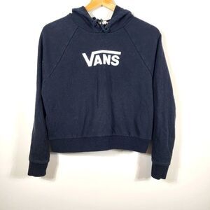 Black Long Sleeve Pullover Cropped Vans Hoodie Size XS
